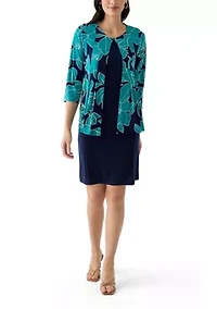 Women's Printed Round Neck Jacket Dress
