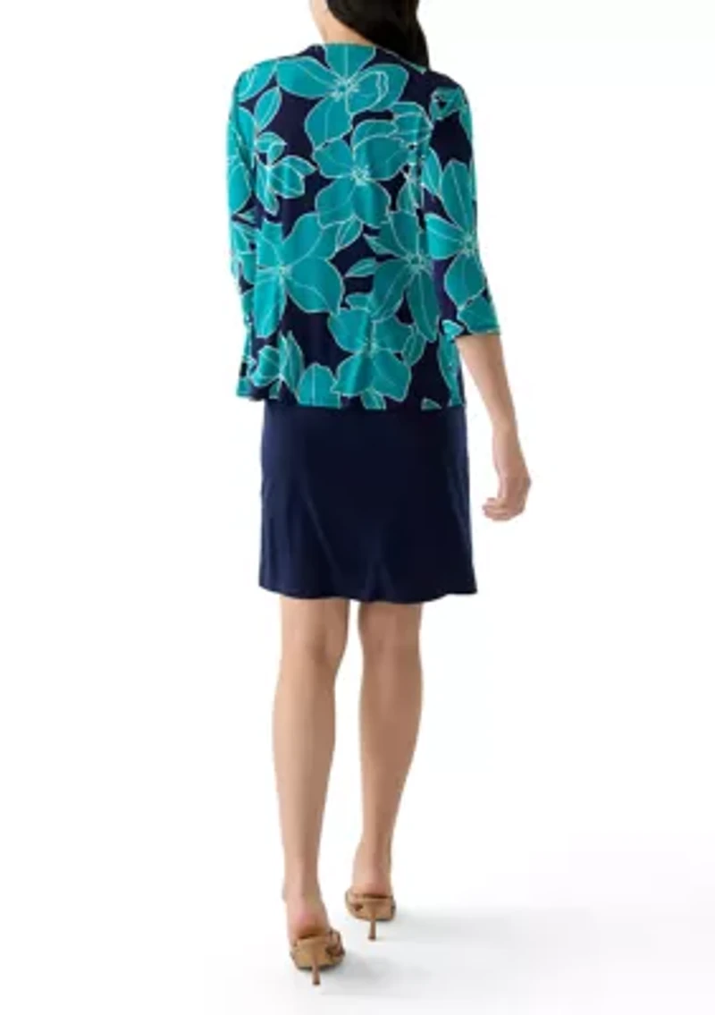 Women's Printed Round Neck Jacket Dress