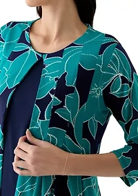 Women's Printed Round Neck Jacket Dress