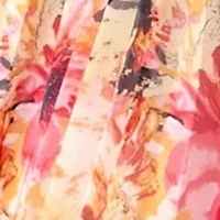 Women's Sleeveless Crew Neck Floral Print Chiffon Dress