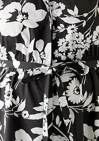 Plus Cap Sleeve V-Neck Floral Print Dress