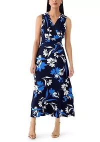 Women's V-Neck A-Line Floral Maxi Dress