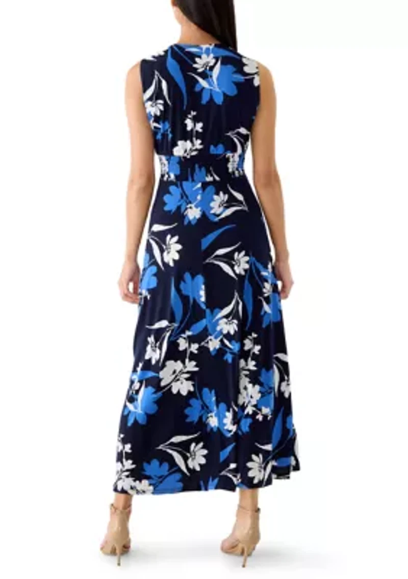Women's V-Neck A-Line Floral Maxi Dress