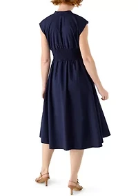 Women's Sleeveless Zipper Front Midi Dress