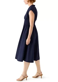 Women's Sleeveless Zipper Front Midi Dress