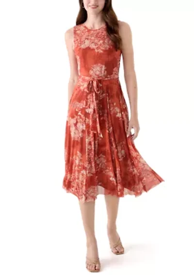 Women's Sleeveless Printed Mesh Dress