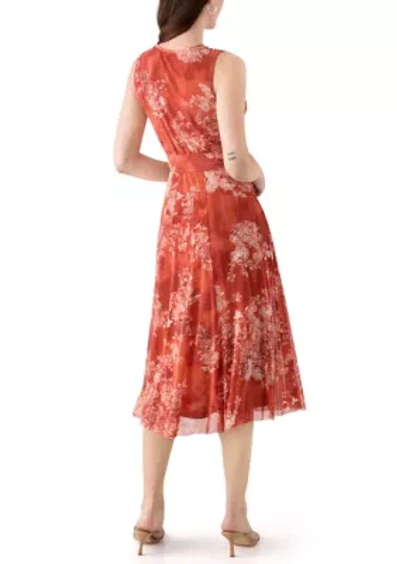 Women's Sleeveless Printed Mesh Dress