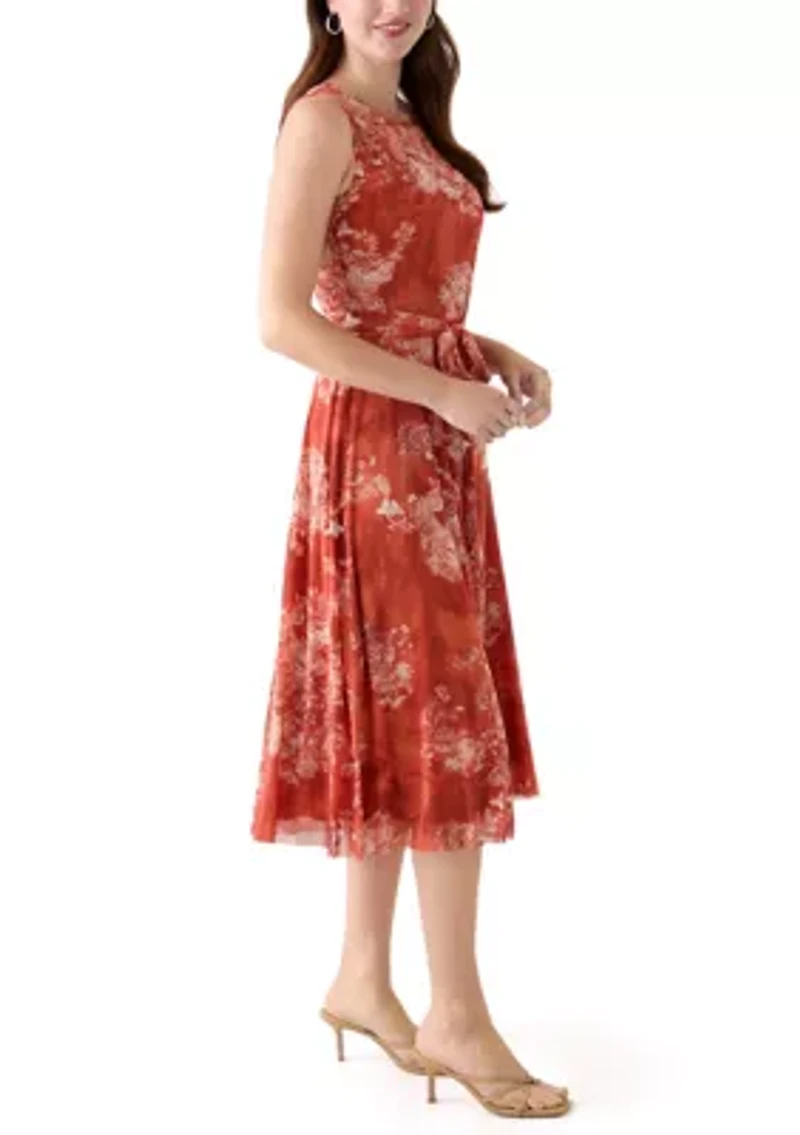 Women's Sleeveless Printed Mesh Dress