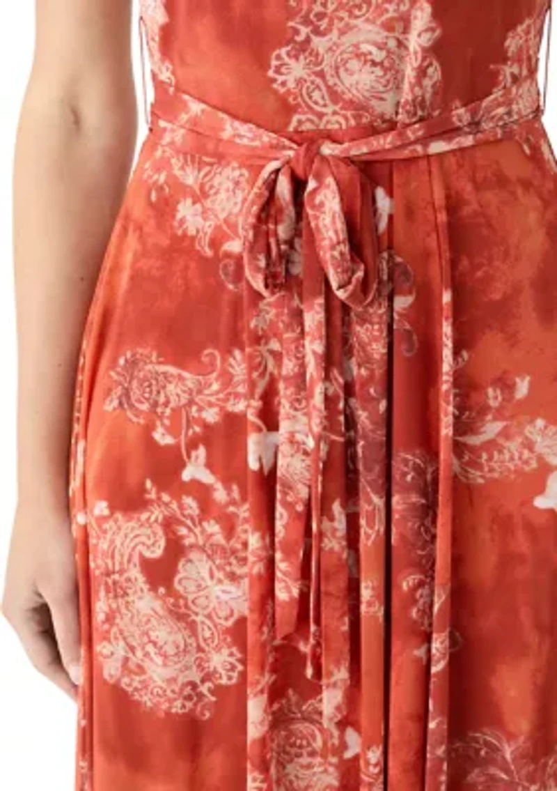 Women's Sleeveless Printed Mesh Dress