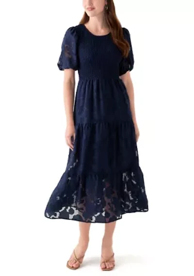 Women's Crew Neck Chiffon Dress