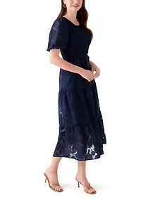 Women's Crew Neck Chiffon Dress