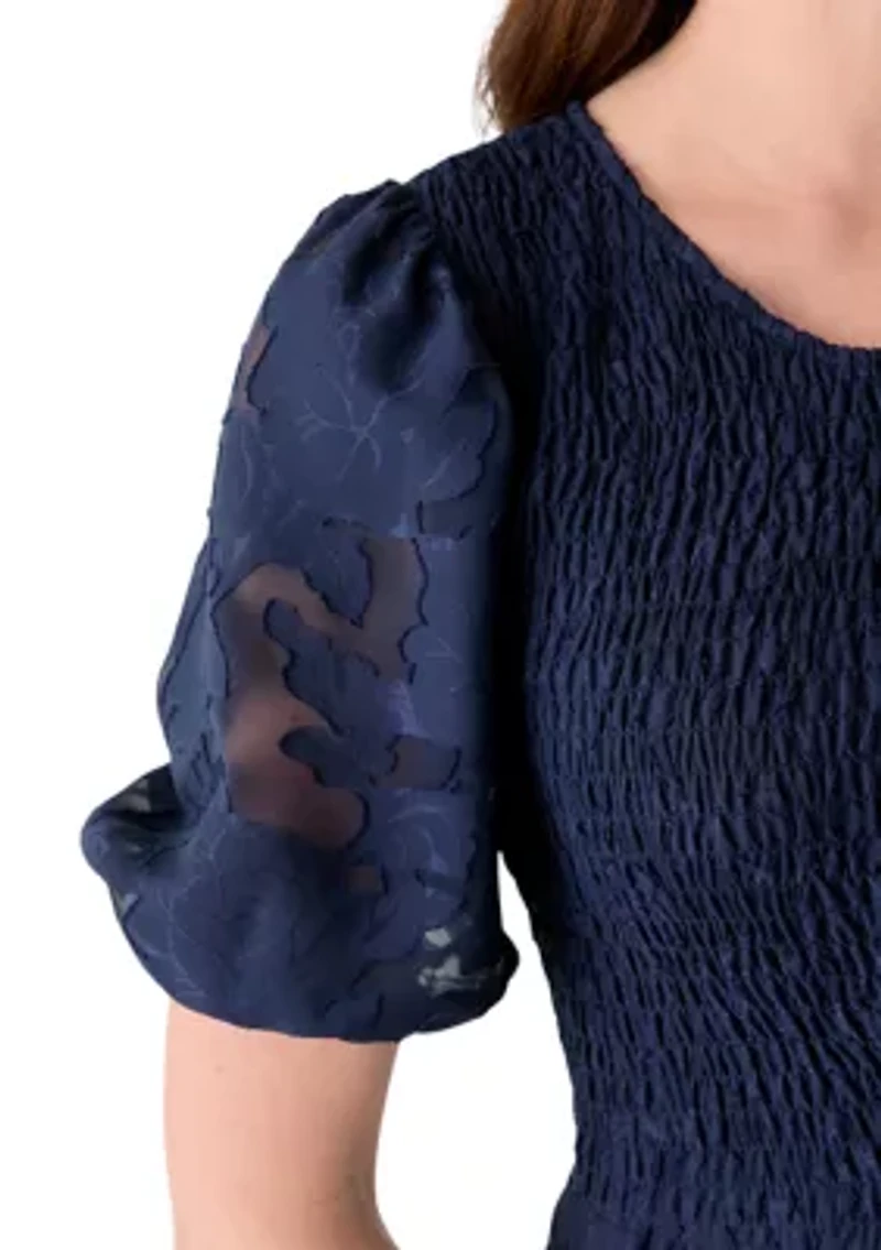 Women's Crew Neck Chiffon Dress