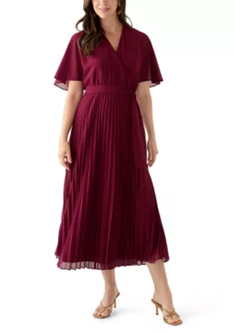 Women's V-Neck Solid Chiffon Maxi Dress