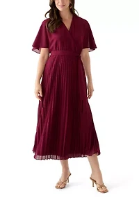 Women's V-Neck Solid Chiffon Maxi Dress