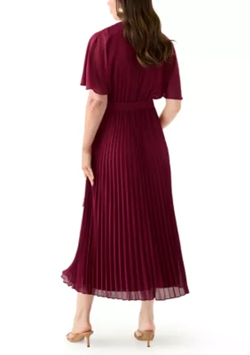 Women's V-Neck Solid Chiffon Maxi Dress