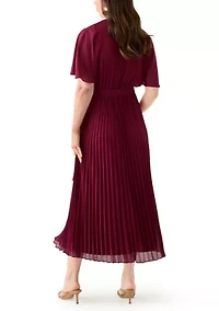 Women's V-Neck Solid Chiffon Maxi Dress