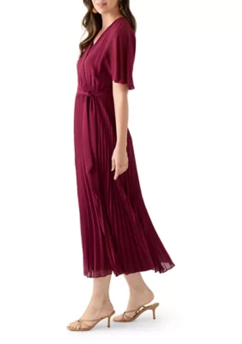 Women's V-Neck Solid Chiffon Maxi Dress