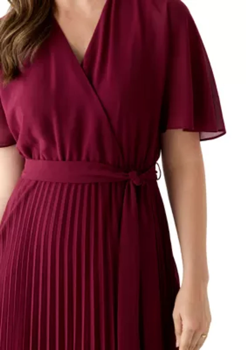 Women's V-Neck Solid Chiffon Maxi Dress
