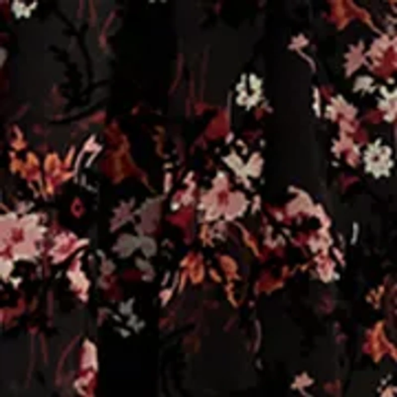 Women's Short Sleeve V-Neck Floral Print Chiffon Fit and Flare Dress