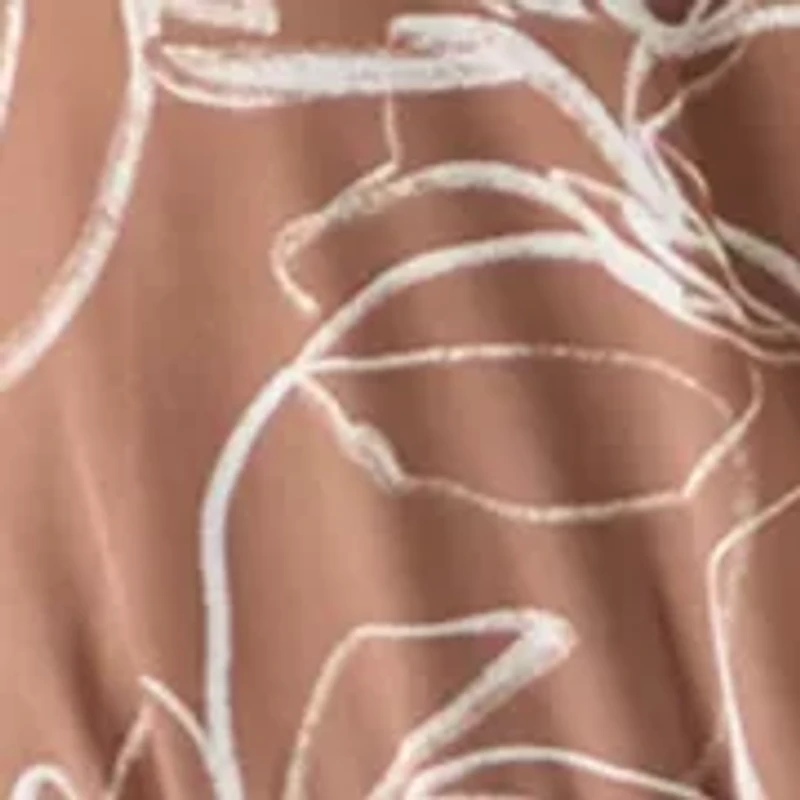 Women's Long Sleeve V-Neck Floral Print Chiffon Midi Dress