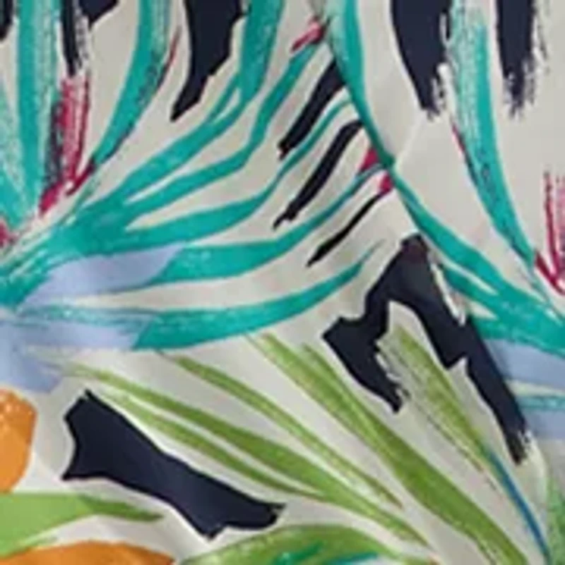 Women's V-Neck Floral Cinched Waist Midi Dress