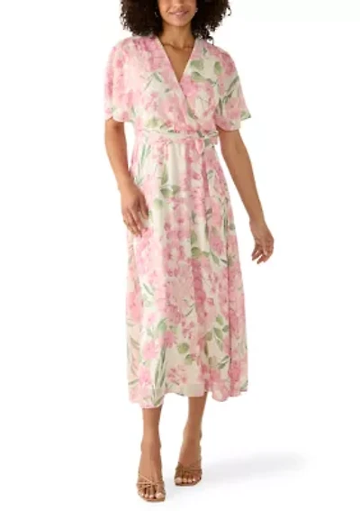 Women's Floral Chiffon Midi Dress