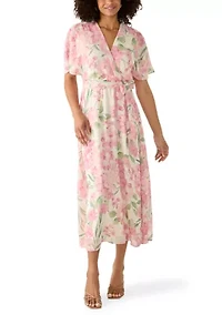 Women's Floral Chiffon Midi Dress