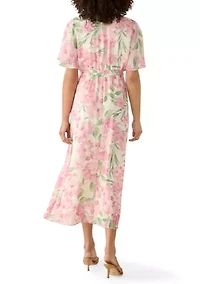 Women's Floral Chiffon Midi Dress