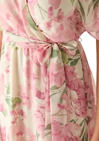 Women's Floral Chiffon Midi Dress