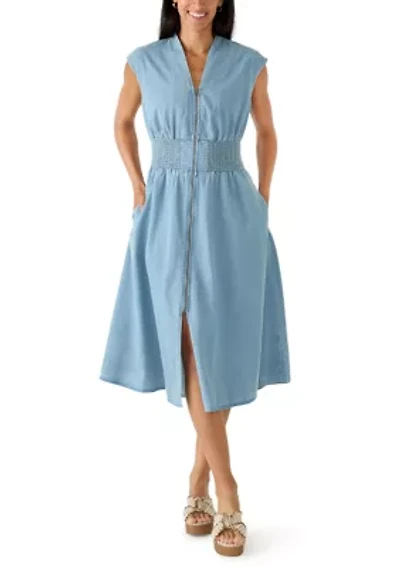 Women's Front Zip Denim Dress