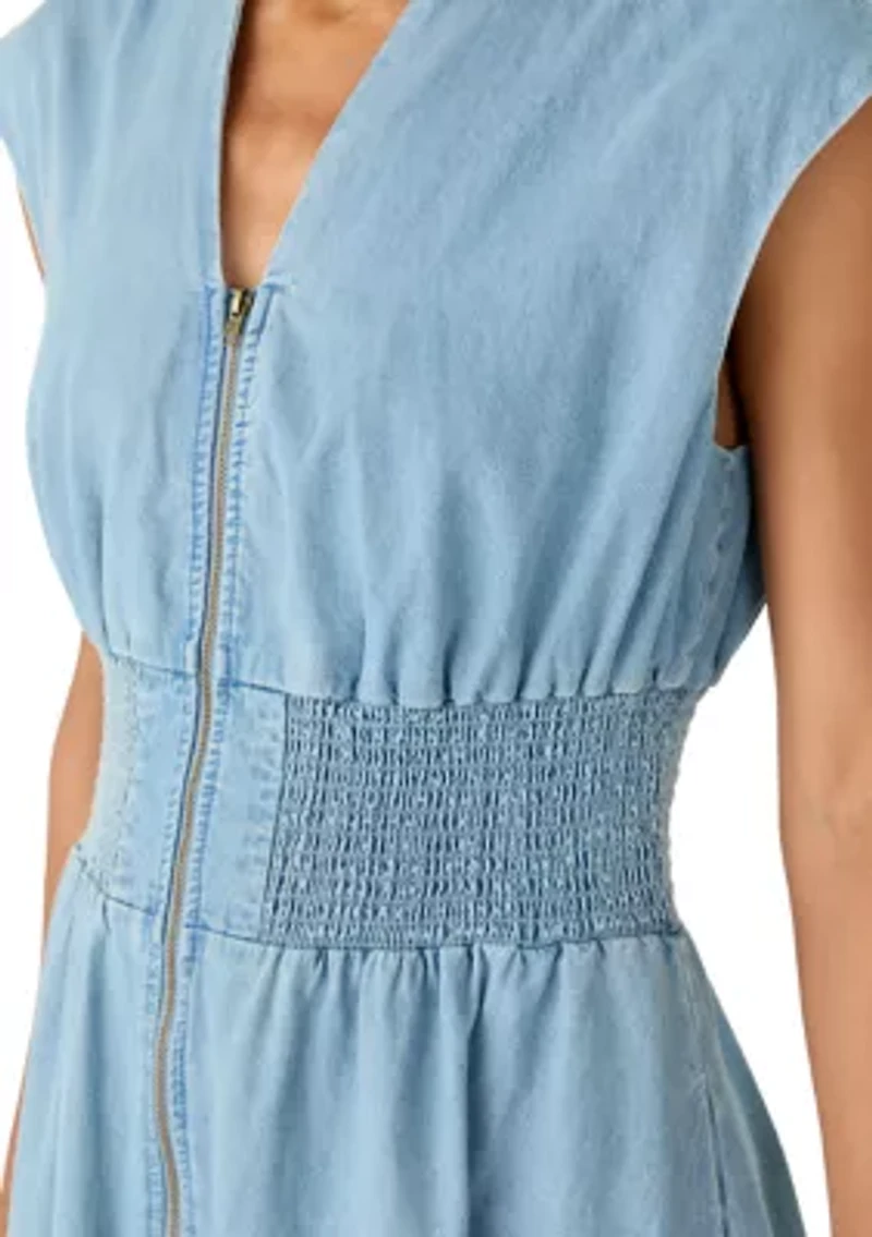 Women's Front Zip Denim Dress