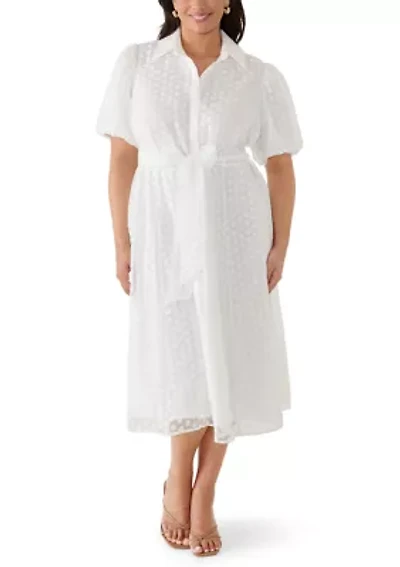 Plus Short Sleeve Dot Midi Dress