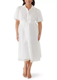 Plus Short Sleeve Dot Midi Dress