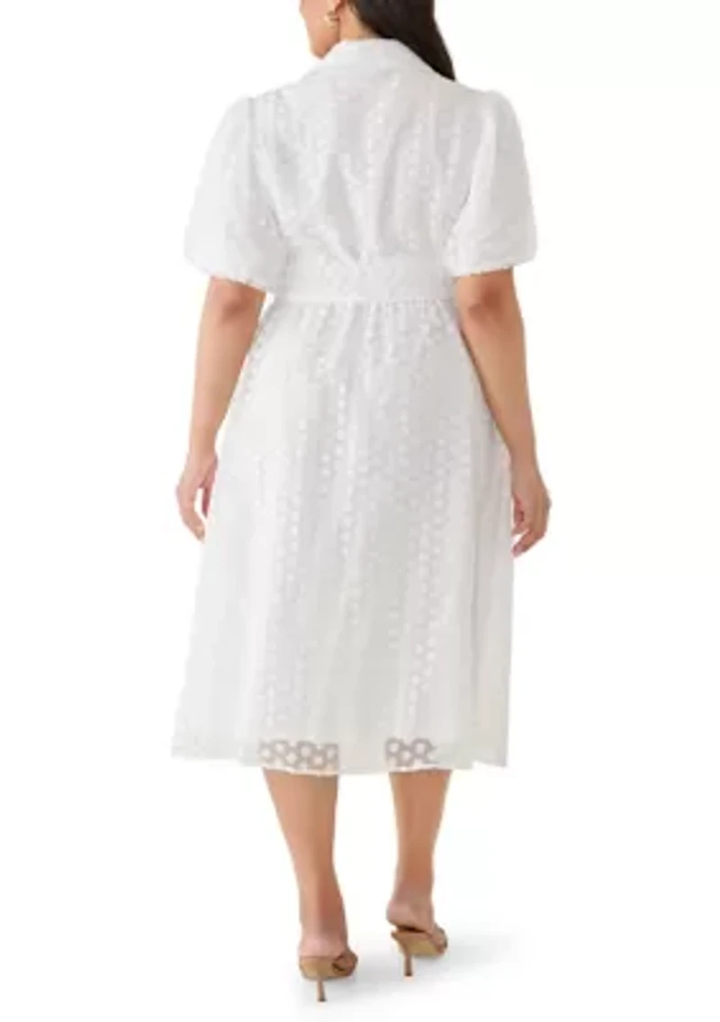 Plus Short Sleeve Dot Midi Dress