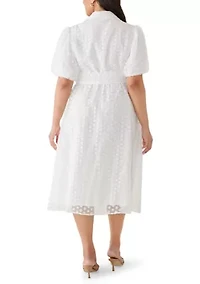 Plus Short Sleeve Dot Midi Dress