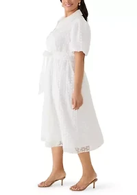 Plus Short Sleeve Dot Midi Dress