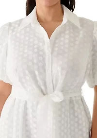 Plus Short Sleeve Dot Midi Dress