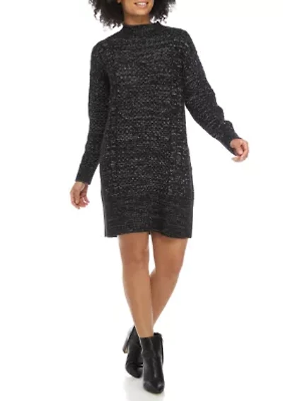 Women's Long Sleeve Mix Stitch Shift Dress