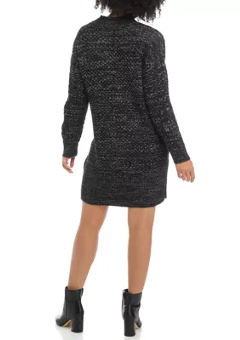 Women's Long Sleeve Mix Stitch Shift Dress