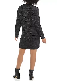 Women's Long Sleeve Mix Stitch Shift Dress