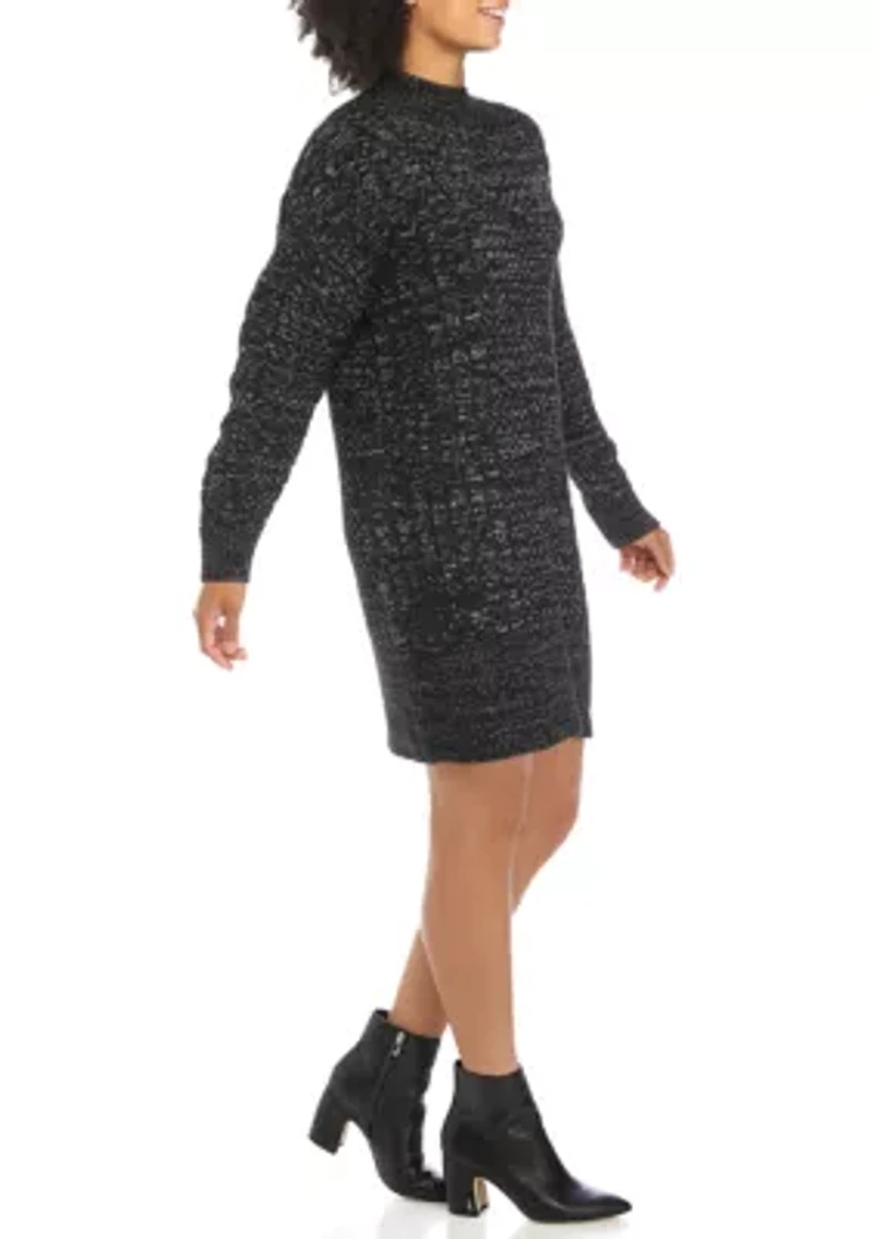 Women's Long Sleeve Mix Stitch Shift Dress