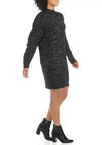 Women's Long Sleeve Mix Stitch Shift Dress