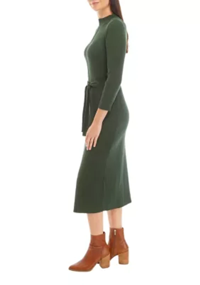 Women's Solid Ribbed Knit Midi Dress