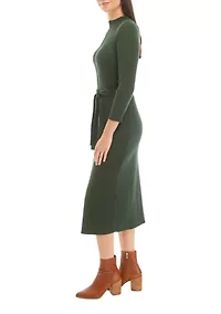 Women's Solid Ribbed Knit Midi Dress