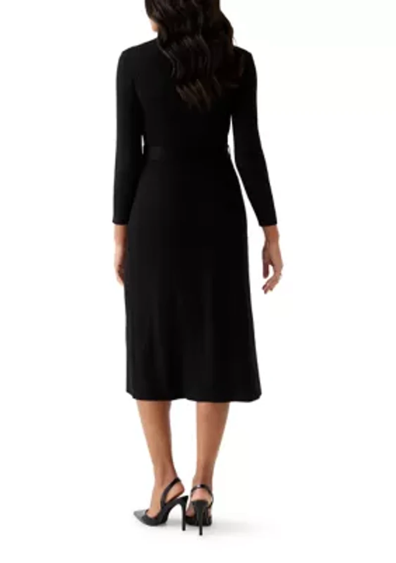 Women's Belted Ribbed Sweater Dress