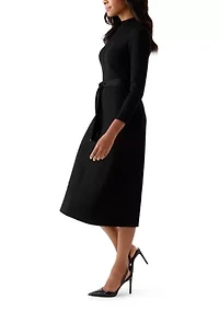 Women's Belted Ribbed Sweater Dress