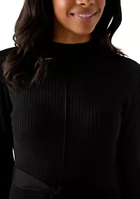 Women's Belted Ribbed Sweater Dress
