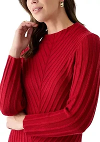 Women's Mock Neck Sweater Knit A-Line Dress