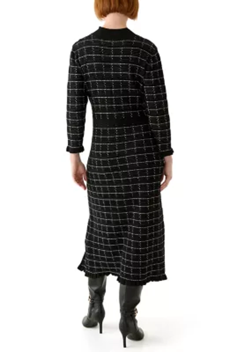 Women's Long Sleeve Mock Neck Printed Sweater A-Line Dress