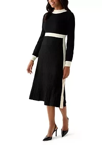 Women's Long Sleeve Mock Neck Sweater Midi Dress